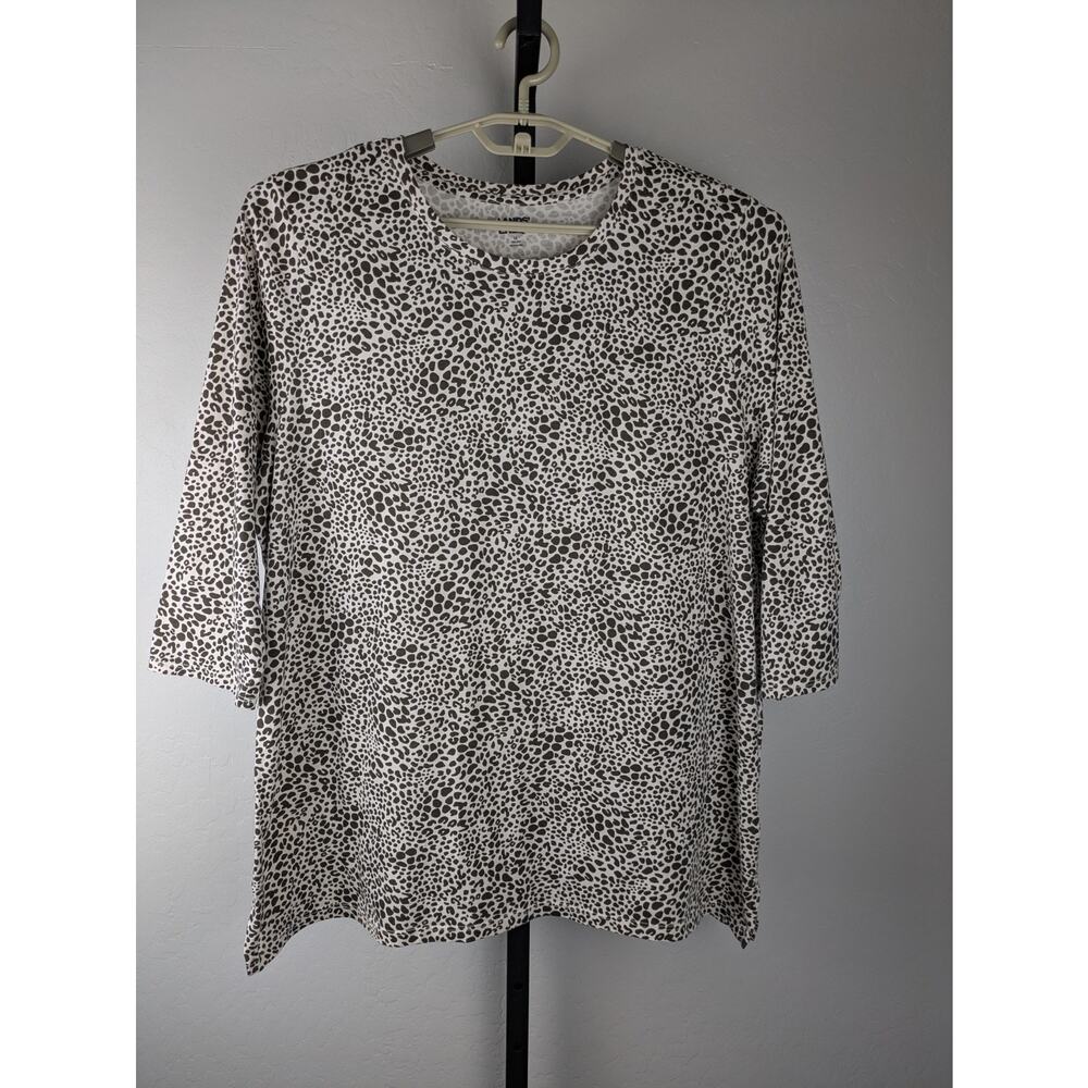 Lands' End Animal Print 100% Cotton Shirt 3/4 length sleeves